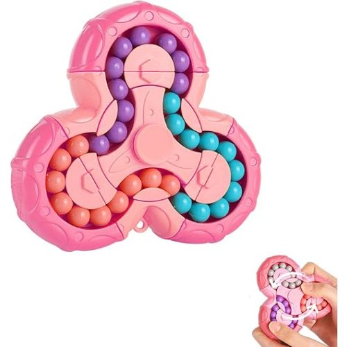 YUDANSI Magic Bean Puzzle Toy, Rotating Magic Bean & Fidget Cube 2-in-1, Rotating Magical Cube Fidgets Gift for Kids Boys Girls Age 3+, 5-7, 8-12, Brain Teaser Fingertip Toys for Teens Adults