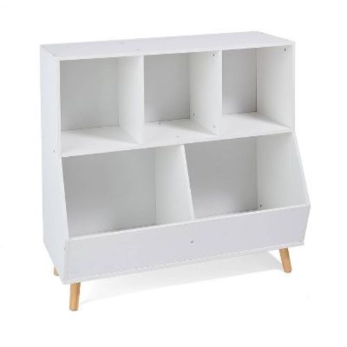 Badger Basket 5 Bin Storage Cubby with Feet White