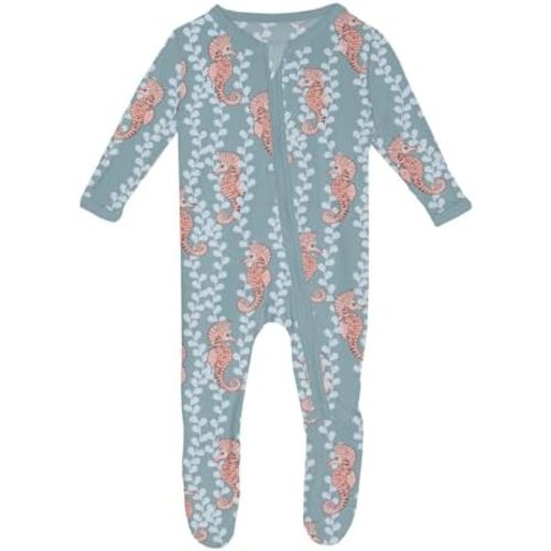 KicKee Print Footies with Zipper, Super Soft One-Piece Jammies in Our Nautical Mini Seasonal Prints