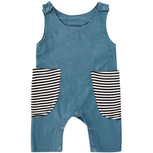 Newborn Kid Baby Boy Girls Print Sleeveless Romper Jumpsuit Outfits Summer Clothes - 6-12 Months - Pocket-blue