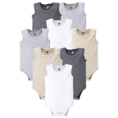 Hudson Baby Cotton Sleeveless Bodysuits 8pk, Heather Gray, 0-3 Months