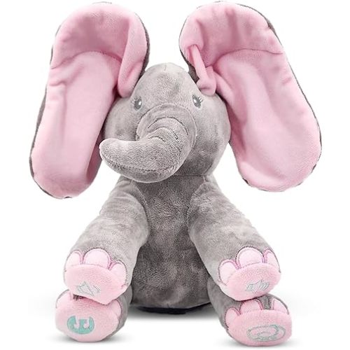 Dimple Kaia Peek A Boo Elephant Toy, Interactive Singing Stuffed Animal Plush with Moving Ears, Musical Stuffed Animal for Babies and Toddlers, Adorable Elephant Baby Toy