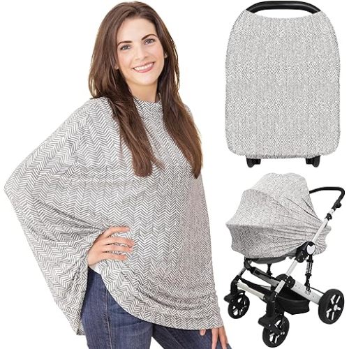 Car Seat Covers for Babies - Nursing Cover, Baby Car Seat Cover, Nursing Covers for Breastfeeding, Carseat Cover Girls, Boy, Breastfeeding Cover, Infant Car Seat Cover, Stroller Cover (Herringbone)