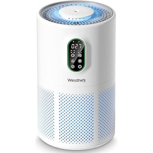Air Purifiers for Home Large Room up to 1650 ft², WESTHEY H13 True HEPA Air Purifier for Bedroom with Night Light, Air Quality Monitor, Fragrance Sponge, Air Cleaner for Wildfire Smoke Dander Dust