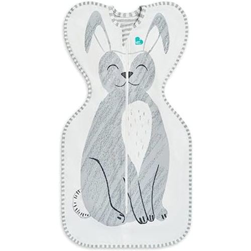 Love to Dream Swaddle UP Self-Soothing Sleep Sack 8-13 lbs., Dramatically Better Sleep, Snug Fit Calms Startle Reflex, 1.0 TOG, Gray Bunny, Small