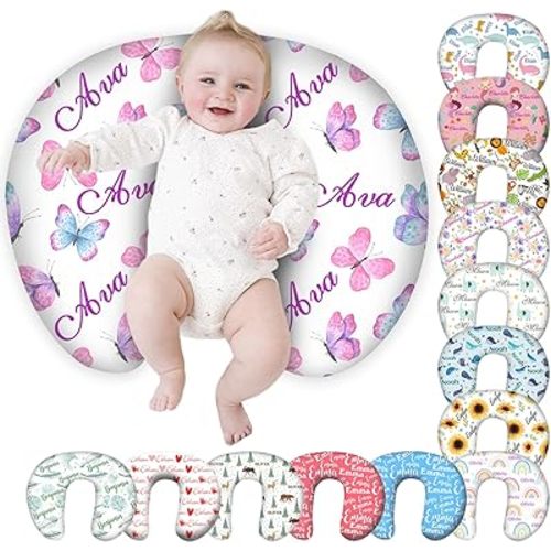 Personalized Baby Nursing Pillow Cover Custom with Name, Butterfly Theme Customized Boy & Girl Gifts