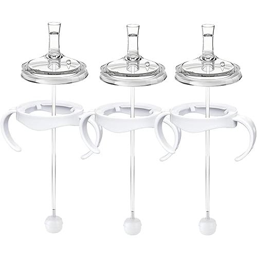 Sippy Cup Conversion Kit for Philips Avent Natural Baby Bottles, Soft Straw top and Weighted Sippy Cup Transition Kit with Handles for Kids, Pack of 3