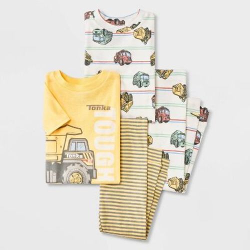 Toddler Boys' 4pc Tonka Cotton Pajama Set - Yellow/Ivory