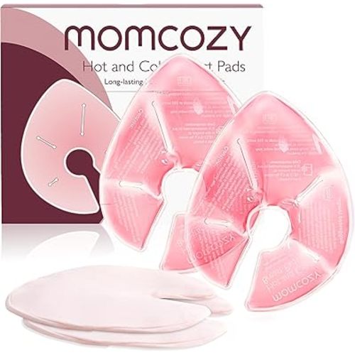 Momcozy Larger Breast Therapy Packs, Hot and Cold Breast Pads with 2 Soft Covers, Breastfeeding Essentials for Relieve Clogged Ducts, Nipple Pain, Engorgement, 2 Pack