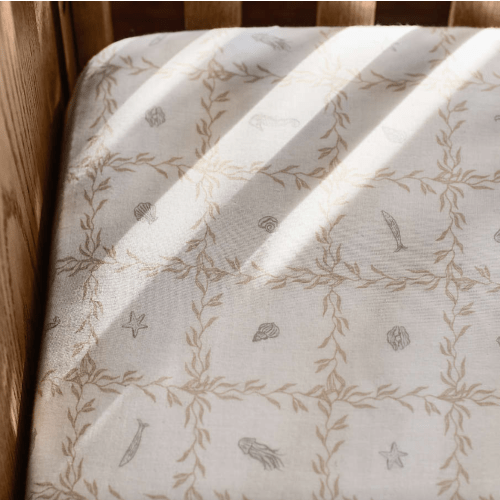 Lulot Green Seasape Supersoft Organic Cotton Baby Crib Fitted Sheet