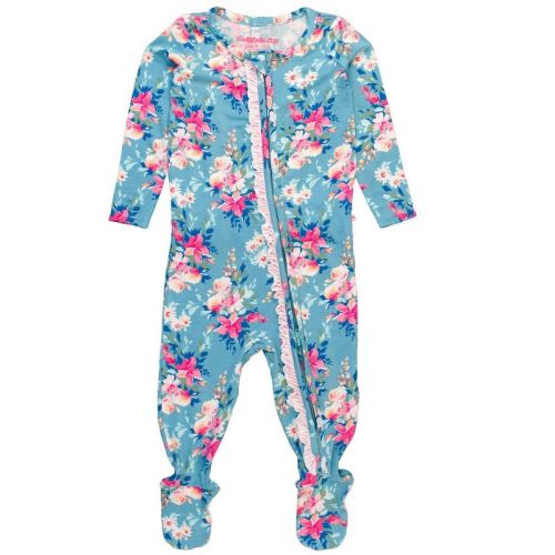 Rufflebutts Softsnooze Baby Girls Ruffle One Piece Footie Pajama - Kaleidoscope Hearts, 3-6m