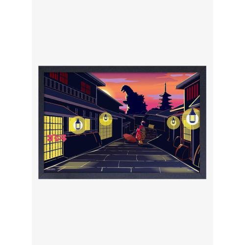 Godzilla Kimono Framed Wood Wall Art