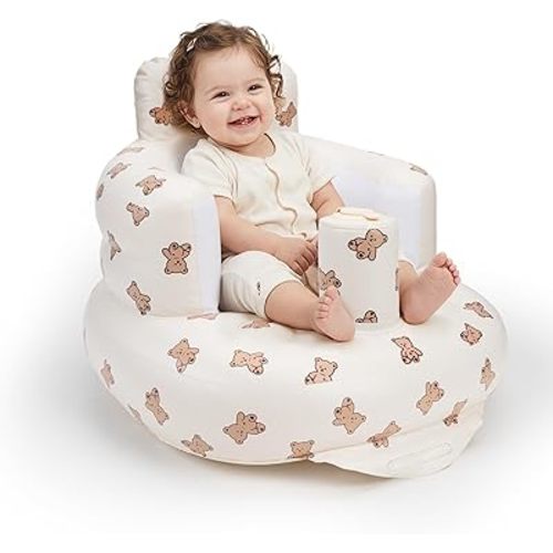 UNEEDE Inflatable Baby Seat for 3 Months & Up, Infant Floor Chair for Sitting Up with Built in Air Pump, Lightweight Travel Baby Seat for Home, Camping, Beach & Outdoor