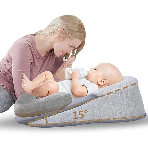 Baby Wedge Pillow for Newborn Support Wedge Pillow Baby Reflux Wedge Breastfeeding Nursing Pillow for Reducing Spit-Up