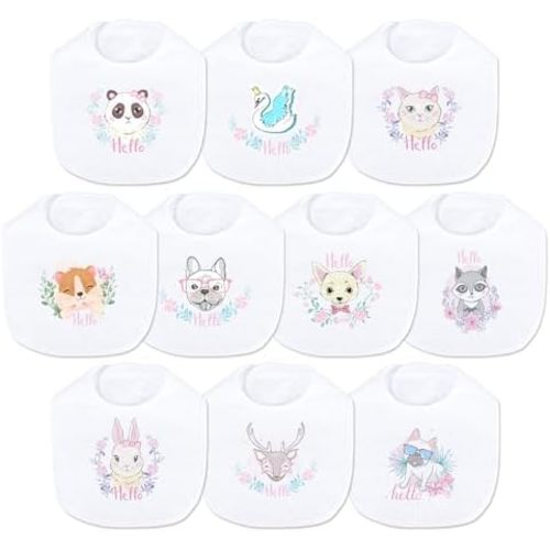 Baby Bibs for Girls & Boys Teething Feeding and Drooling,Super Soft Ultra Absorbent,10-Pack