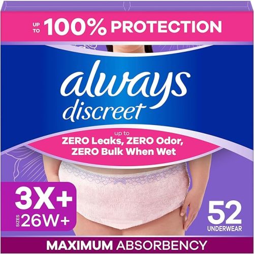 Always Discreet Adult Incontinence & Postpartum Underwear For Women, Size Xxl, Maximum Absorbency, Disposable, 22 x 2 Packs (44 Count total) (Packaging May Vary)