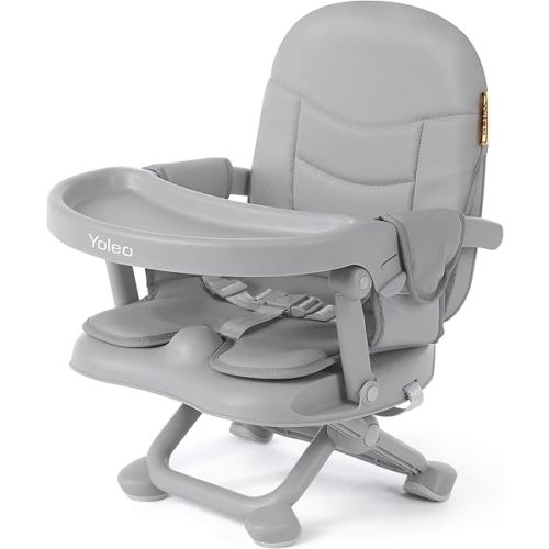 YOLEO Baby High Chair Booster Seat for Dining Table, Adjustable Height Travel Foldable High Chairs with Tray