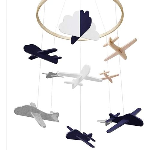 Baby Crib Mobile, Airplane Baby Mobile, Crib Mobile for Boys Nursery Decor