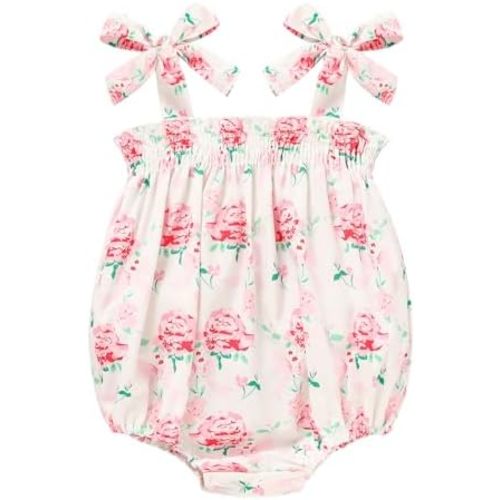 Baby Girl Summer Clothes Newborn Girl Outfits Cute Strap Baby Girl Romper Jumpsuit Infant Floral One Piece Bodysuit