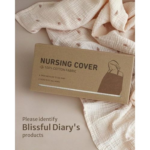 Blissful Diary Muslin Nursing Cover for Breastfeeding, Breathable Breastfeeding Cover up with Arch Neckline for Women, Nursing Apron (Rainbow)