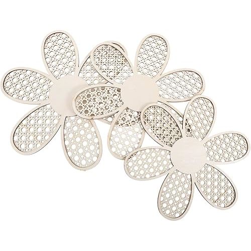 BESTOYARD 1 Set Boho Daisy Wall Decor Natural Rattan Flower Wall Hanging Art Flowers Wall Signs Wooden Boho Wall Art Farmhouse Hanging Decor for Home Office Nursery