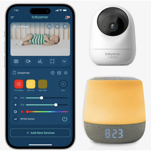 Babysense Travel Comfort Bundle: FullPeek 3MP HD WiFi Baby Monitor + D