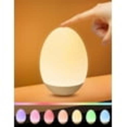 Night Light for Kids, Egg Light for Nursery with 7 RGB Colors Changeable & Stepless Dimming, Rechargeable Tap Light with 1h Timer & Touch Control, Portable Night Light for Babies BPA Free