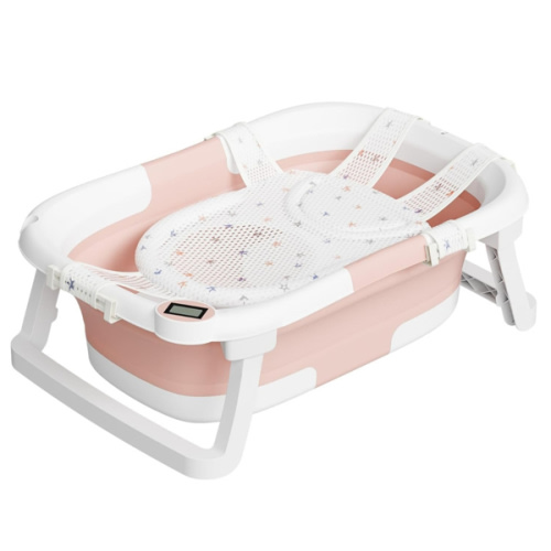 Collapsible Baby Bathtub,Baby Bath Tub with Soft Cushion & Thermometer,Baby Bathtub Newborn to Toddler 0-36 Months,Portable Travel Baby Tub