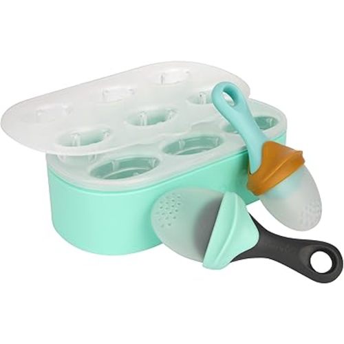 Boon PULP Silicone Feeder Freezer Tray — Includes Silicone Tray and Lid with 2 PULP Silicone Baby Food Feeders — Baby Food Storage