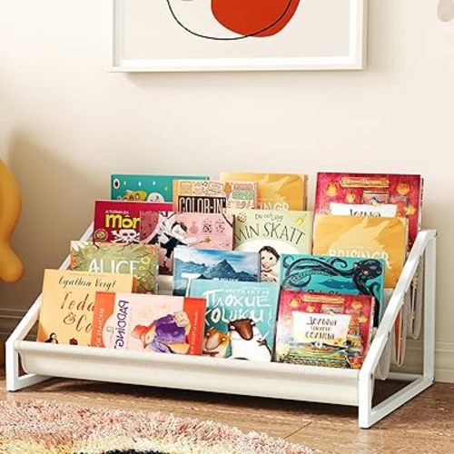 Toddler Bookshelf,Montessori Bookshelf,Bookshelves for Toddlers and Nursery,4 Tier Baby Bookshelves for Kids Rooms,Nursery,Playroom,Baby Room, Small Children Classroom