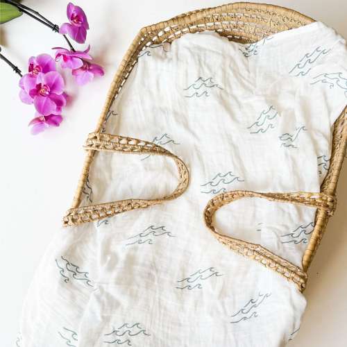 Simple Wave Swaddle - Organic Baby Swaddle | Ocean Nursery Decor – Coca + B.