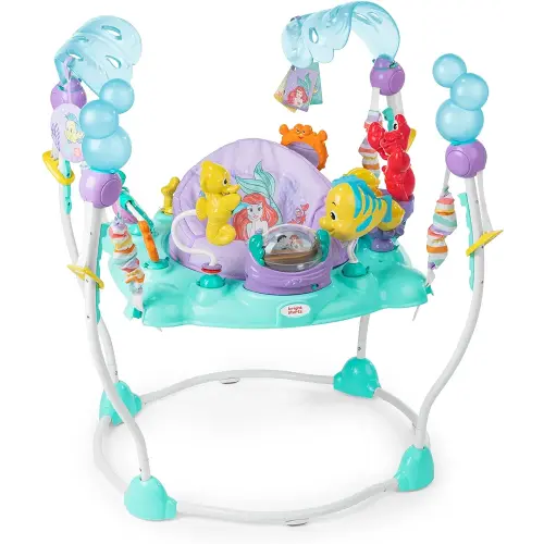 Bright Starts Disney The Little Mermaid Sea of Activities Baby Activity Jumper with Interactive Toys, Lights & Music with Disney Princess Ariel, 6-12 Months (Blue)