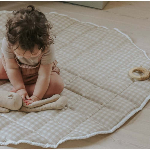 Picnic Gingham Play Mat in Beige | Over The Moon