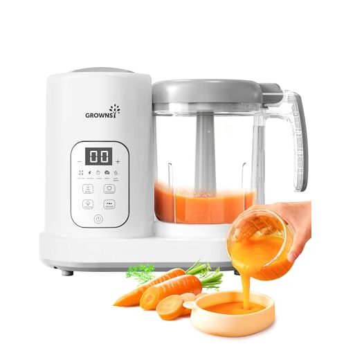 GROWNSY Baby Food Maker | Baby food Processor | All-in-One Baby Food Puree Blender Steamer Grinder Mills Machine Auto Cooking & Grinding with Self Cleans Touch Screen LCD Display, BPA Free