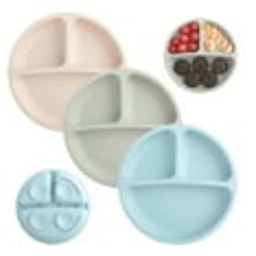 Armscye 3 Pack Suction Toddlers Plates, Divided Suction Plates for Baby,100% Food Grade Silicone Baby Plates, Safe Grip Dishes for Toddlers Self Feeding Training