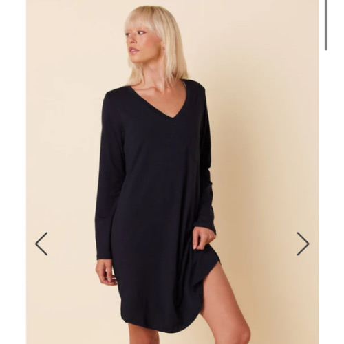 Classic Pima Knit Long-Sleeved Sleep Shirt - Midnight – The Cat's Pajamas