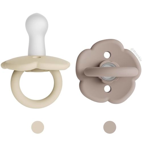 Moonkie Pacifiers Set of 2 | One-Piece Design Baby Pacifier with Large Air Holes | BPA-Free Safe Silicone Soother | 0-6 Months