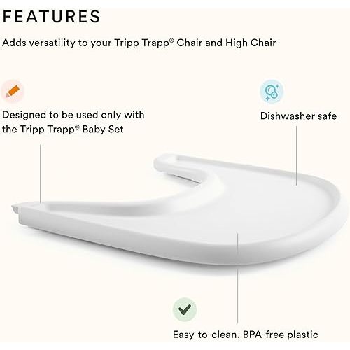Stokke Tray, White - Designed Exclusively for Tripp Trapp Chair + Tripp Trapp Baby Set - Convenient to Use and Clean - Made with BPA-Free Plastic - Suitable for Toddlers 6-36 Months