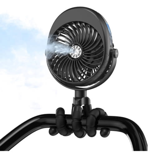 COMLIFE Misting Baby Stroller Fan, Rechargeable Battery Operated, 270° & 360° Pivoting, 50ml Portable Water Sprayer Misting Fan with Flexible Tripod Clip on Car Seat Crib Treadmill Bunk Bed
