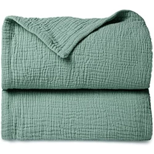 Lulu moon Muslin Quilt Blanket, Crib Blanket for Baby and Toddler,47x47 Inches(Lotus Leaf)