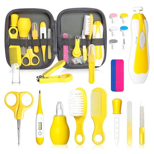 Baby Grooming Kit for Boys Girls Safety Newborn Nursery Essentials Grooming Set Gift for First-time Parents, Yellow 25 in 1