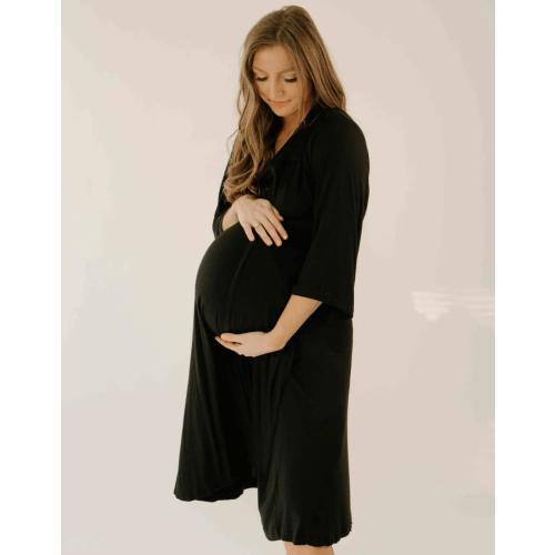 Lila Labor & Postpartum Gown in Black - Full Figure