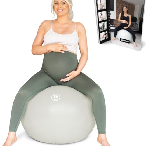 BABYGO® Birthing Ball for Pregnancy & Labor + Our Award Winning Book - Exercise, Birth & Recovery Plan, 5X Stronger Than a Yoga Ball with Eco Friendly Material