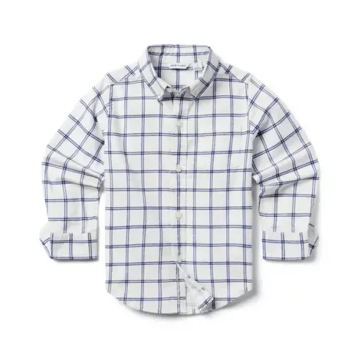 Boy Jet Ivory Tattersall Tattersall Brushed Twill Shirt by Janie and Jack