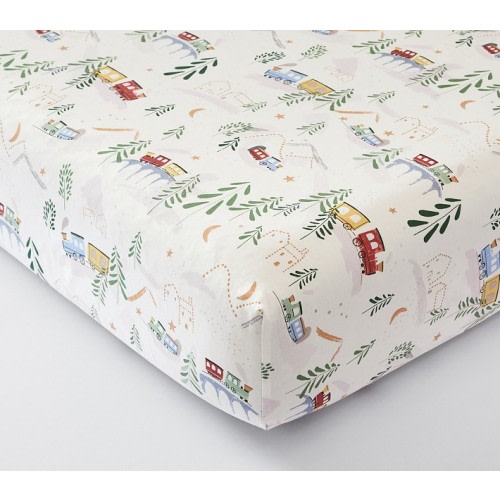 Trains Organic Crib Fitted Sheet