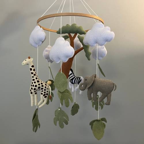 Safari Baby Mobile | African Savannah Felt Crib Mobile | Nursery Decor | Baby Mobile for Girl or Boy | Baby Shower Gift | Gift for Baby |