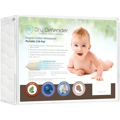Organic, Waterproof Natural Quilted Fitted Portable/Mini Crib Pad Cover