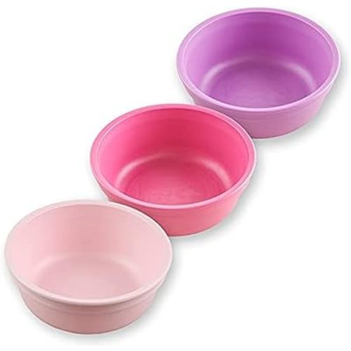 Re-Play Made in USA 12 Oz. Reusable Plastic Bowls, Pack of 3 Without Lid - Dishwasher and Microwave Safe Bowls for Snacks and Everyday Dining - Toddler Bowl Set 5.75" x 5.75" x 2", Princess