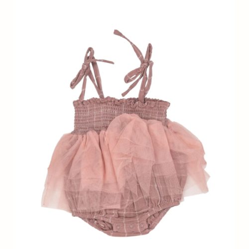 Muslin Tutu Bubble, Rose Tan Grid – SpearmintLOVE
