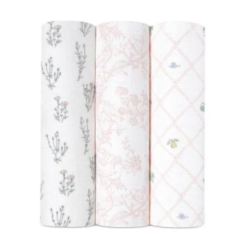 French Floral Silky Swaddles, Pack of 3